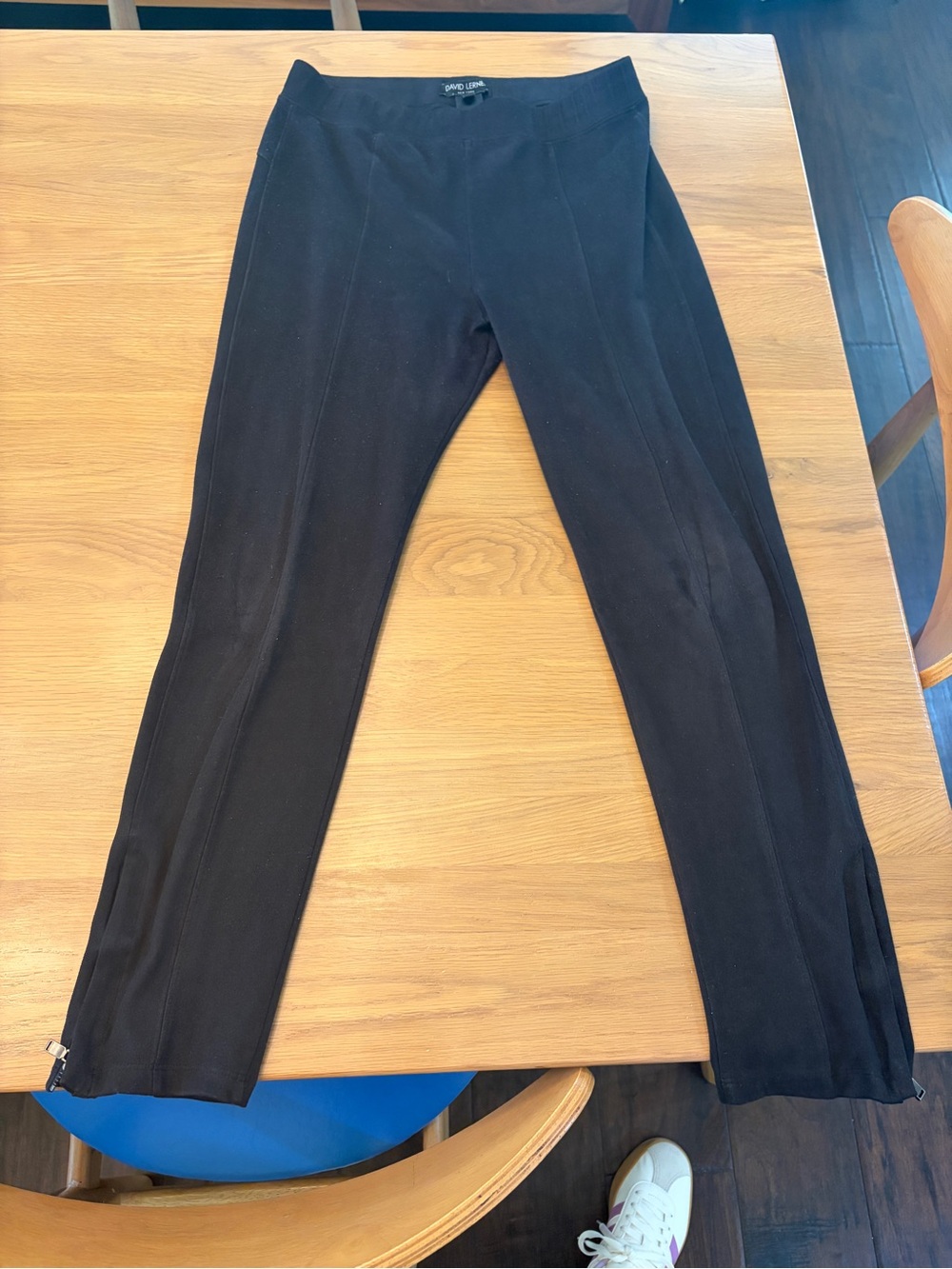 David Lerner Black Stretch Knit Leggings with Ankle Zips